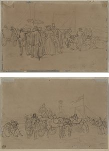 Passagiere für den Rhein-Dampfer (recto) Passagiere für den Rhein-Dampfer (verso) von Heinrich von Mayr