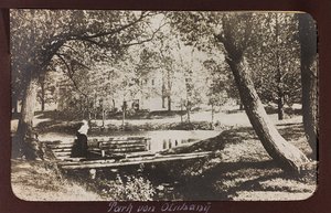 Erster Weltkrieg: Die Ukraine in den Jahren 1914-1916 während der Invasion der deutschen Armee. Ein Park (s/w Foto) von Heldenfriedhof Dsessentniki (attr. to)