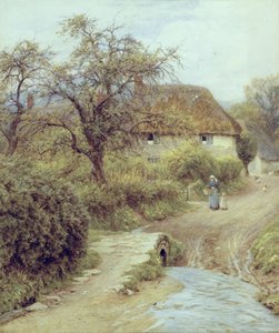 Ein Bauernhof auf einem Hügel, Symondsbury, Dorset von Helen Allingham