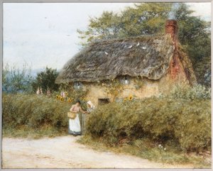 Ein strohgedecktes Häuschen in der Nähe von Peaslake, Surrey von Helen Allingham