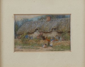 Graues Strohdachhaus von Helen Allingham