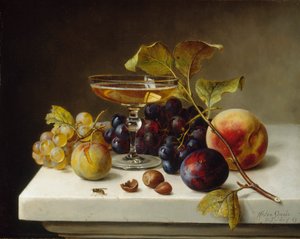 Stillleben mit Früchten und Champagner, 1869 von Helen Searle