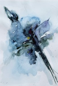 Blaue Aquarellblüte