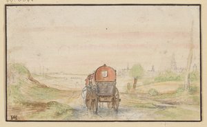 Landstraße mit einer roten Kutsche von Hendrick Avercamp