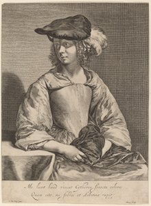 Mädchen mit Federhut von Hendrick Bary after Gerard ter Borch the Younger