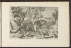 Cadmus doodt de draak von Hendrick Goltzius (workshop of)