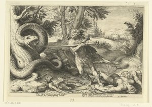 Kadmos tötet den Drachen von Hendrick Goltzius (workshop of)