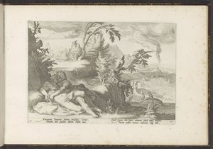 Corvus ertappt das Mädchen Coronis von Hendrick Goltzius (workshop of)