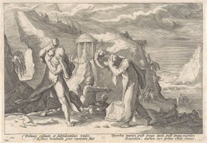 Deukalion und Pyrrha schaffen eine neue Menschheit Metamorphosen von Ovid (Serientitel) von Hendrick Goltzius (workshop of)