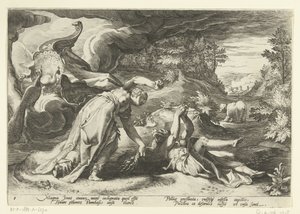 Juno verwandelt Callisto in einen Bären von Hendrick Goltzius (workshop of)
