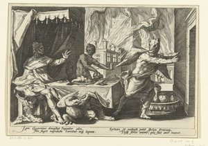 Lycaon verwandelt sich in einen Wolf von Hendrick Goltzius (workshop of)