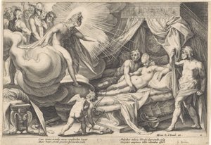 Mars und Venus von Apollo überrascht (Metamorphosen von Ovid, Serientitel) von Hendrick Goltzius (workshop of)