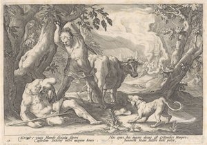 Merkur tötet Argus von Hendrick Goltzius (workshop of)