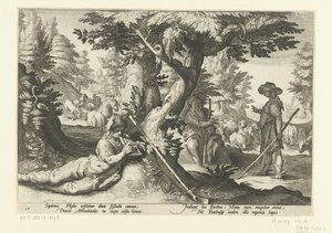 Mercurius und Battus von Hendrick Goltzius (workshop of)