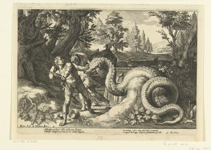 Gefährten von Kadmos von einem Drachen verschlungen (Ovids Metamorphosen)