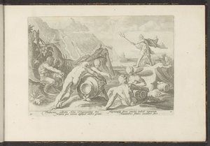 Neptun und die Flussgötter verursachen eine Sintflut von Hendrick Goltzius (workshop of)