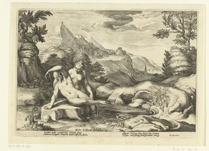 Salmacis und Hermaphroditus von Hendrick Goltzius (workshop of)