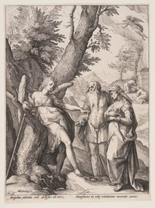 Engel mit Manoah und seiner Frau von Hendrick Goltzius