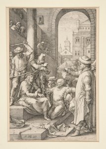 Christus mit Dornen gekrönt, aus Die Passion, Nr. 7 in einer Serie von 12 Stichen von Hendrick Goltzius