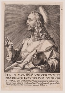Christus, aus Christus, die Apostel und St. Paulus mit dem Glaubensbekenntnis von Hendrick Goltzius