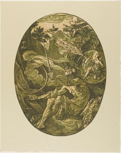 Demogorgon in der Höhle der Ewigkeit, Platte eins aus Demogorgon und die Gottheiten von Hendrick Goltzius