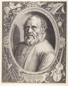 Dirck Volkertsz. Coornhert (mit Rahmen) von Hendrick Goltzius