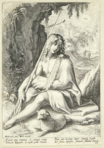 Johannes der Täufer in der Wüste von Hendrick Goltzius
