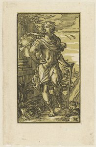 Junger Mann mit Spazierstock