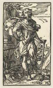 Junger Mann mit Spazierstock