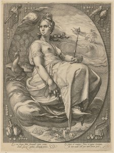 Juno, Blatt 3 der Folge "Drei Göttinnen" von Hendrick Goltzius