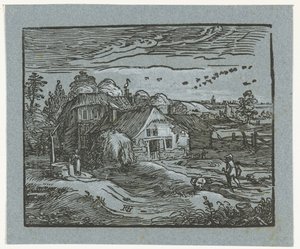 Landschaft mit Bauernhof (Vier kleine Landschaften) von Hendrick Goltzius