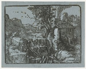 Landschaft mit Wasserfall (Serientitel: Vier kleine Landschaften)