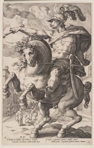 Marcus Curtius zu Pferd, aus Die Römischen Helden von Hendrick Goltzius