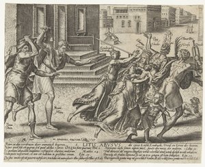 Mein und Dein vertreiben Eintracht, Liebe, Frieden und Gottesfurcht (Litis abusus, Missbrauch der Prozessführung) von Hendrick Goltzius