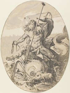 Oceanus, Platte zwei aus Demogorgon und die Gottheiten von Hendrick Goltzius