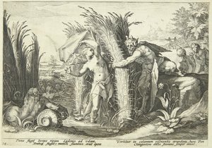 Pan und Syrinx von Hendrick Goltzius