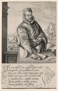 Philips Galle (1537-1612), Schüler von Coornhert aus Haarlem, Graveur und Verleger in Antwerpen ab 1570; Die Taufe des Eunuchen im Hintergrund links von Hendrick Goltzius