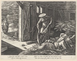 Ruth und Boaz in der Scheune von Hendrick Goltzius