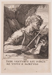 St. Thomas, aus Christus, die Apostel und St. Paulus mit dem Glaubensbekenntnis von Hendrick Goltzius