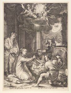 Die Anbetung der Hirten, aus Die Geburt und das frühe Leben Christi von Hendrick Goltzius