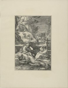 Die Agonie im Garten, Platte zwei aus Die Passion Christi von Hendrick Goltzius