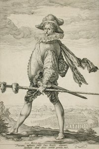 Der Hauptmann der Infanterie marschiert nach links von Hendrick Goltzius