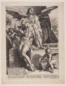 Der tote Erlöser von einem Engel gestützt von Hendrick Goltzius