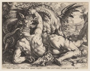 Der Drache, der die Gefährten von Kadmos verschlingt
