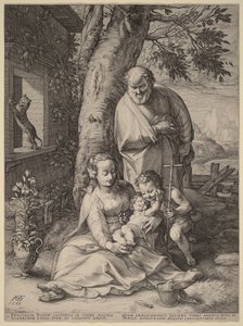 Die Heilige Familie mit dem Jesuskind und Johannes dem Täufer von Hendrick Goltzius
