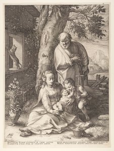 Die Heilige Familie mit dem kleinen Johannes dem Täufer, aus Die Geburt und das frühe Leben Christi von Hendrick Goltzius