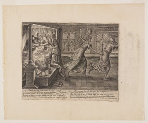 Die schlaflose Nacht des Streitenden, aus Litis Abusus (Die Missbräuche des Gesetzes) von Hendrick Goltzius