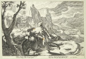 Thisbe erschreckt durch den Löwen