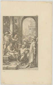Verspottung Christi, Blatt 7 der Folge "Die Passion" von Hendrick Goltzius