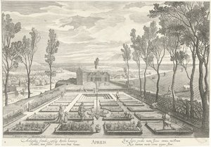 April, mit einer Gesellschaft in einem Garten von Hendrick Hondius (I)